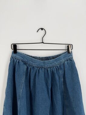 Cos Elasticated Denim Midi Skirt With Pockets